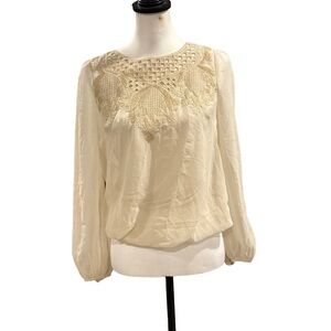 Chelsea & Violet Cream Lace Detail Blouse. XS. NWT!